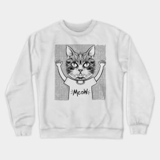 Surreal Meow Cat Head Black Ink Crewneck Sweatshirt